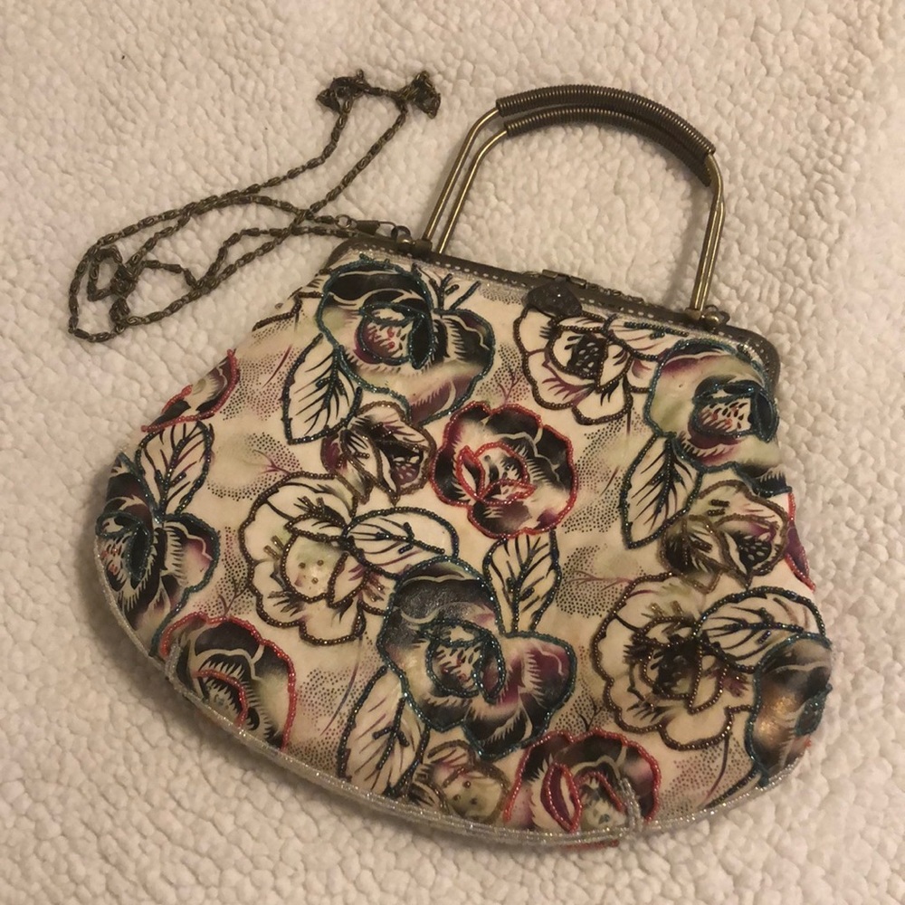 Beaded floral handbag
